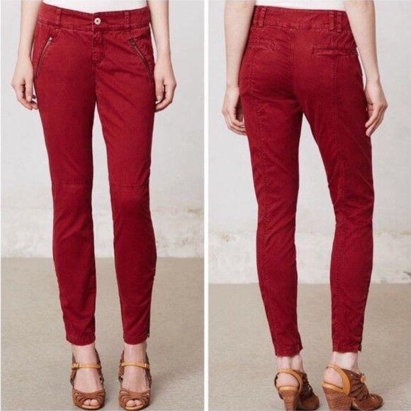 Anthropologie Pilcro Womens Moto Pants Ankle Zip Diamond Stitched / size 2 Blue - Picture 14 of 14